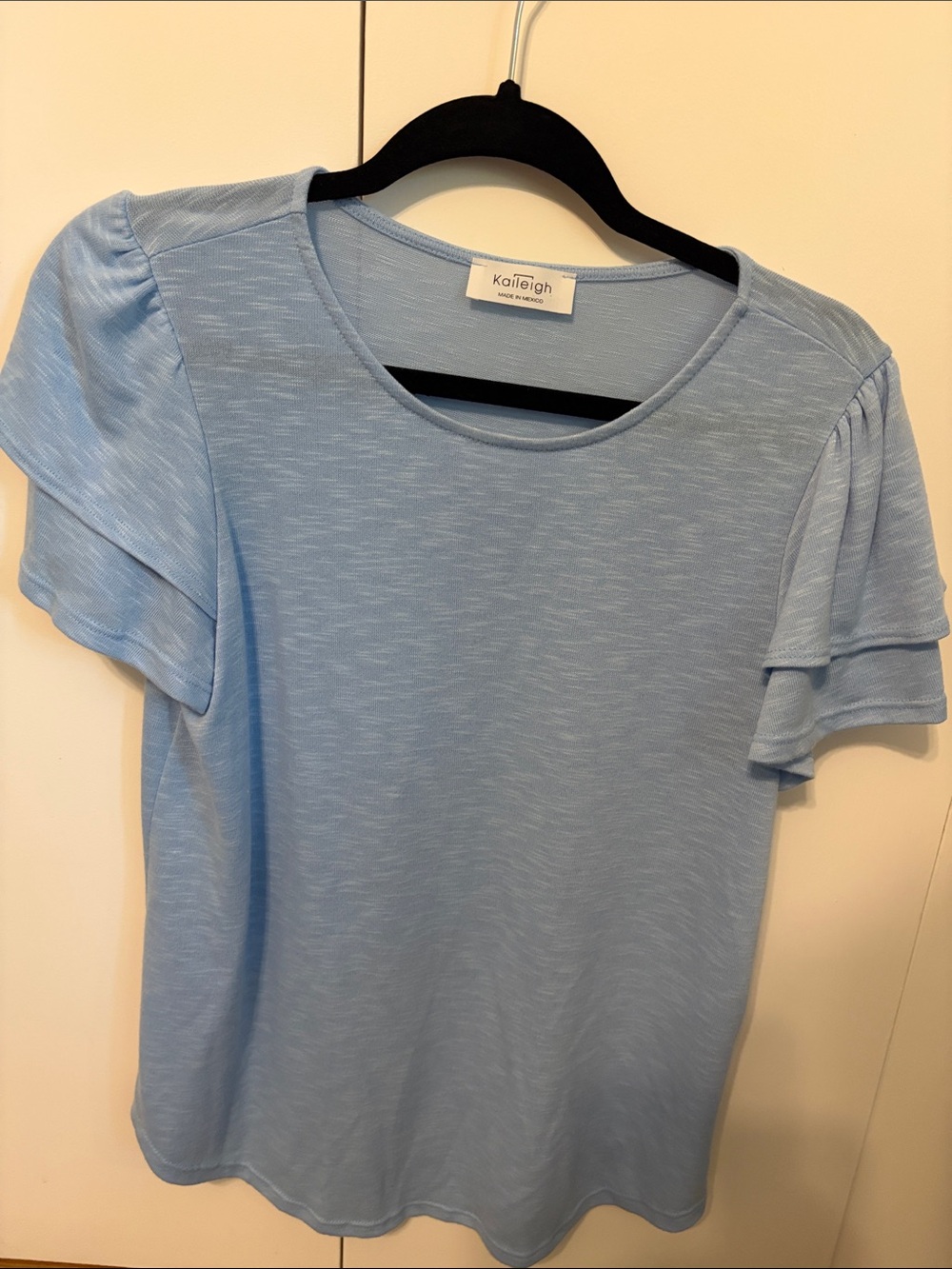 Kayleigh Light Blue Puff Sleeve Tee